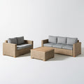 3-elementowy zestaw ogrodowy z technorattanu: sofa 3-osobowa 200 × 75 × 75 cm, sofa 2-osobowa 145 × 75 × 75 cm i stolik 100 × 60 × 45 cm, beżowy/szary/brązowy