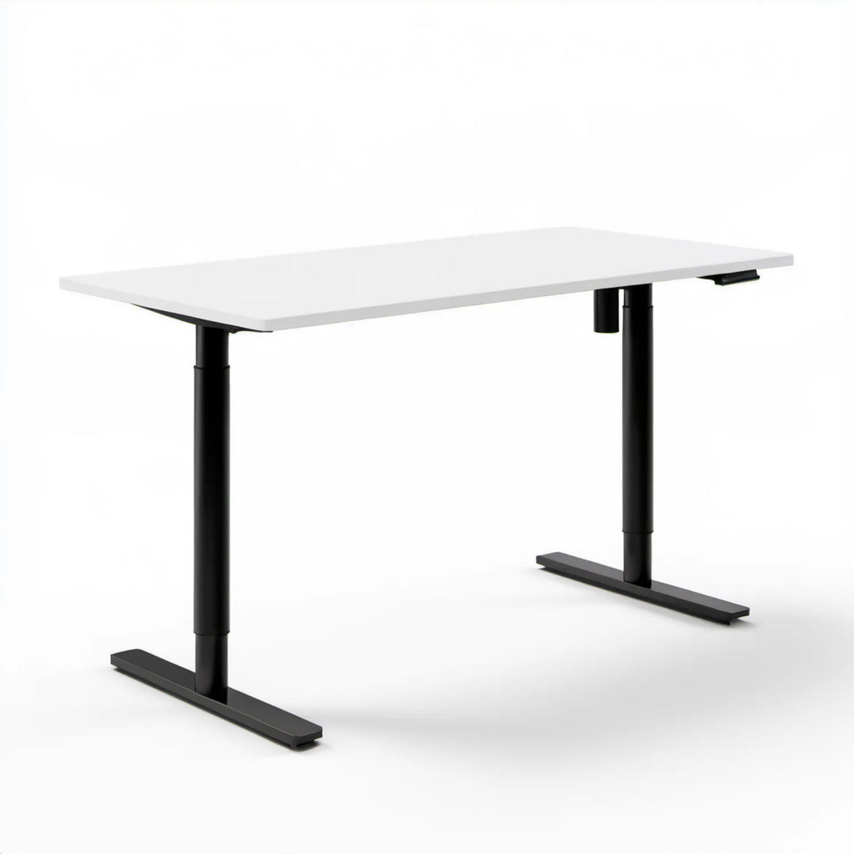 Elektrycznie regulowane biurko 160 × 80 cm, biały blat, czarny stelaż
